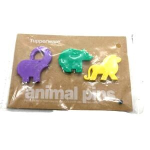 Tupperwear Animal Pins Novelty Brooches New Lion Elephant Bear Vintage 1993
